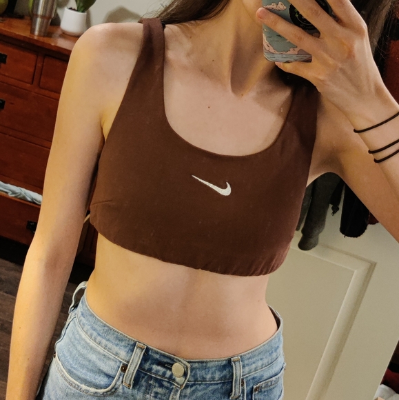 NWOT custom made brown Nike embroided bra top - Picture 4 of 10